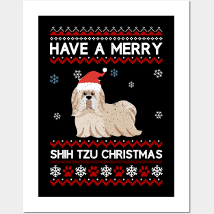 Shih Tzu Have A Merry Xmas Ugly Christmas Posters and Art